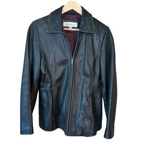 Liz Claiborne Women’s Soft Leather Black Full Zip Jacket S